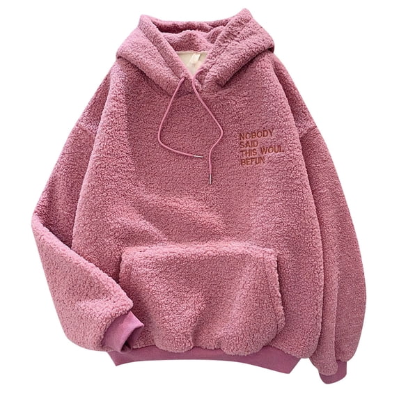 Tisuna Women'S Fleece Hoodies Casual Long Sleeve Pullover Tops Leisure Sweatshirts With Pockets Daily Wear Fall Winter Clothes Size XL
