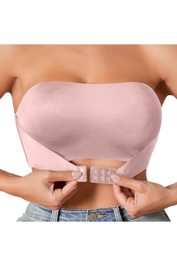 Women'S Front Closure Strapless Bra Non Seamless Breathable Underwire Support Bra For Everyday Wear