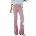 thumbnail image 1 of Tisuna Women'S Pants Solid Color High Waist Slim Fit Corduroy Flared Pants Breathable Casual Female School Street Daily Wear Trousers Pink Size M, 1 of 5