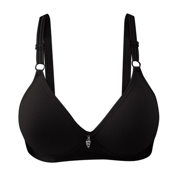 Tisuna Women'S Sexy Bras Solid Color Front Closure Standard Straps Yoga Bralette Leisure Casual Female Work Underwear Brassiere Black