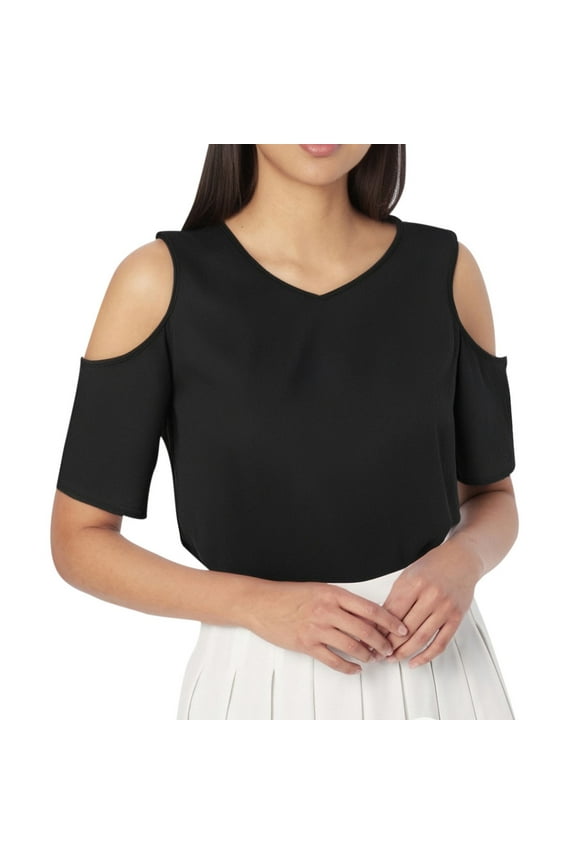 Women'S Summer Tops Solid Color Sexy Off The Shoulder V Neck Short Sleeved T Shirt Breathable Classic Ladies School Work Shirts Size S