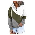 thumbnail image 1 of Tisuna Womens Color Block Button Hoodies Casual Long Sleeve Pullover Tops Loose Sweatshirts With Pockets Outdoor Play Fall Winter Clothes Size XXL, 1 of 7