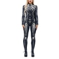 thumbnail image 1 of Tisuna Womens Halloween Onesie Skeleton 3D Printing Romper Long Sleeve Stand Collar Jumpsuit Stretchy Ladies Theme Party Stage Performance Tight Bodysuit Size L, 1 of 9