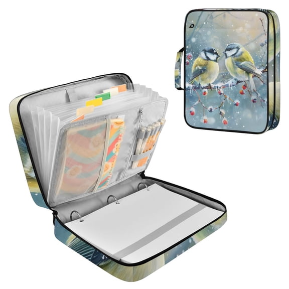 Tit Winter Red Plum Tree Branch Accordion File Organizer Expanding File Folder 3-Ring Binder Bag 500 Sheets A4 Size