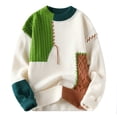 thumbnail image 1 of Titaking Men's Casual Knit Pullover Sweater Fleece Lined Soft Elasticity Beige Green XXL, 1 of 6