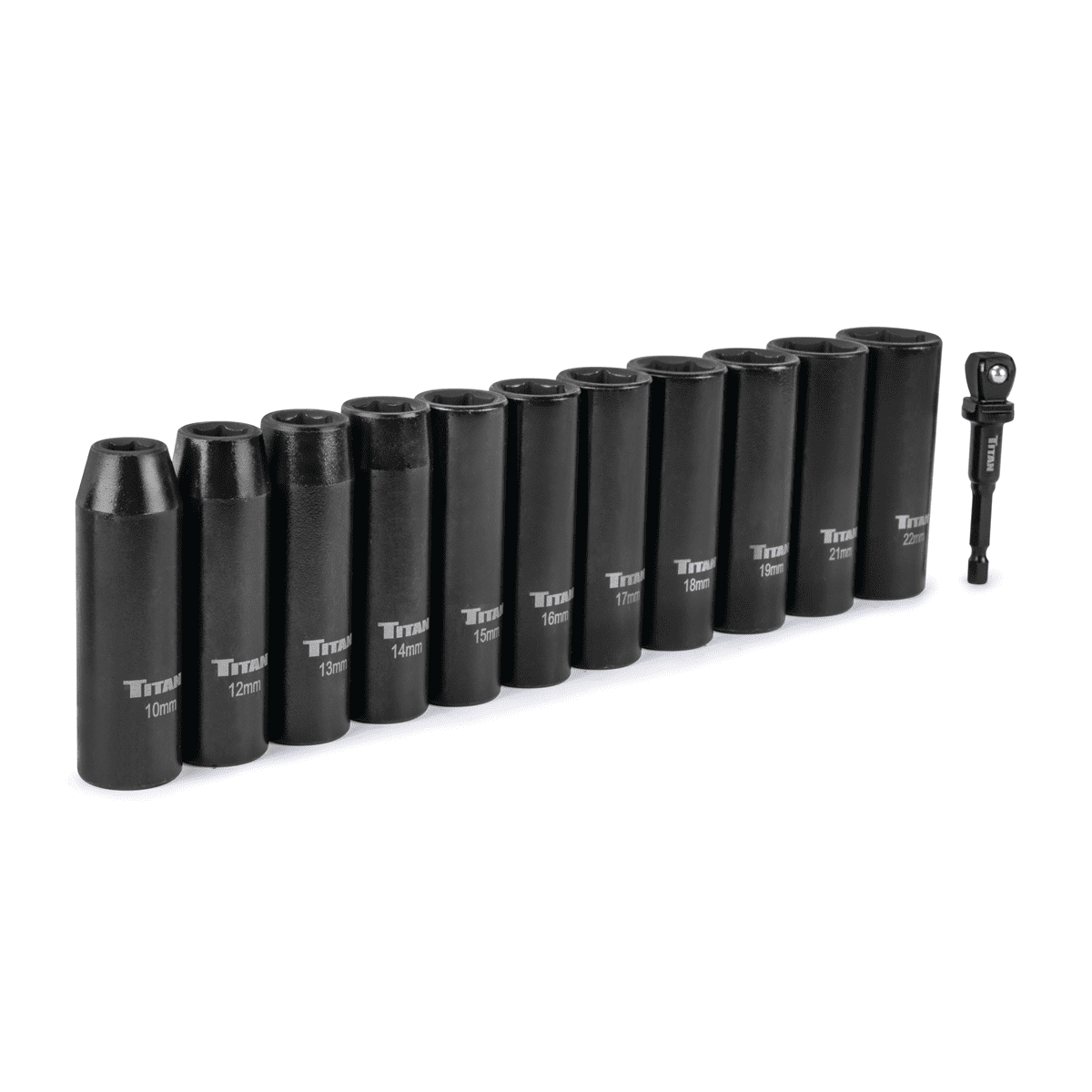 Titan 12 Piece 1/2 Inch Drive 6 Point Metric Deep Impact Socket Set
