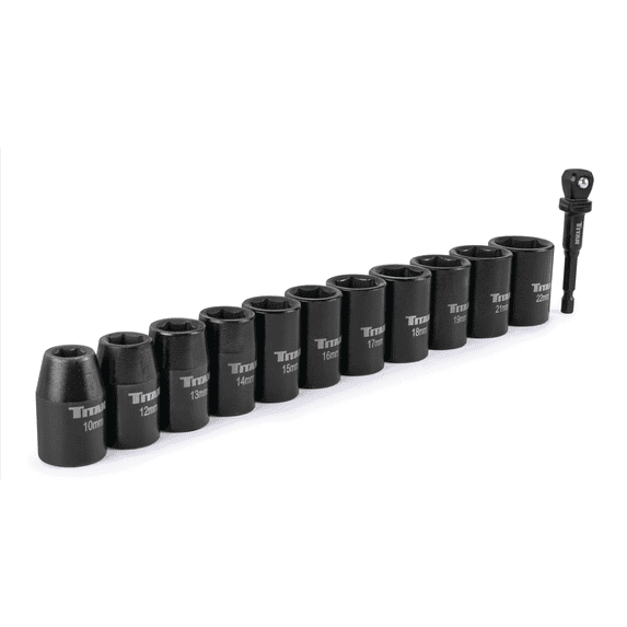 Titan 12 Piece 1/2 Inch Drive 6 Point Metric Standard Impact Socket Set