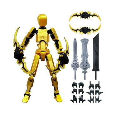 Titan 13 Action Figure,Assembly Completed 3D Printed T13 Multi-Jointed Movable Robot with Full Articulation, Lucky 13 Action Figure Nova 13 Action Figure Dummy 13 Action Figure (Golden)
