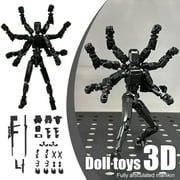 Titan 13 Action Figure, N13 Action Figures, T13 Action Figure 3D Printed Robot Multi-Jointed Movable, Desktop Decorations for Game Lovers Black