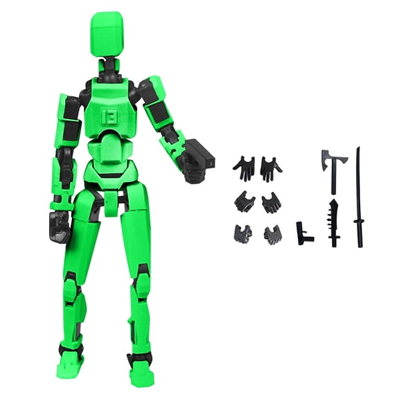 Titan 13 Action Figure, N13 Action Figures, T13 Action Figure 3D Printed Robot Multi-Jointed Movable, Desktop Decorations for Game Lovers (Green)