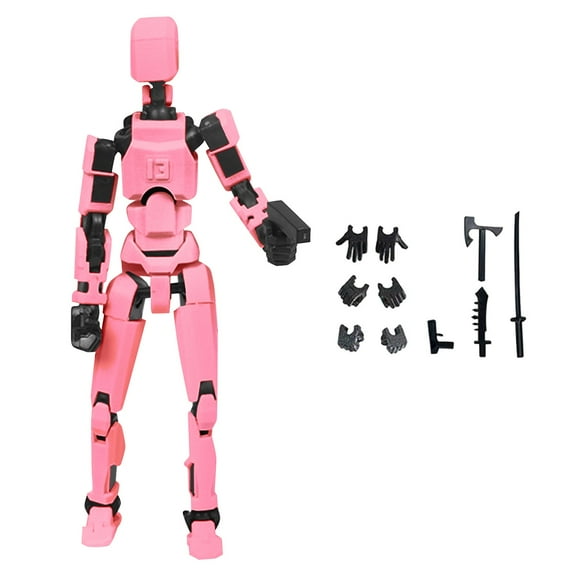 Titan 13 Action Figure, N13 Action Figures, T13 Action Figure 3D Printed Robot Multi-Jointed Movable, Desktop Decorations for Game Lovers (Pink)