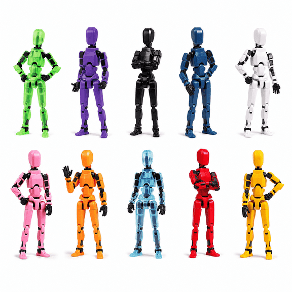 Brivello 10 Pack T13 Robot Action Figure DIY Assembly Kit, 3D Printed Multi-Jointed Movable, Collectible Desk Decor Gift