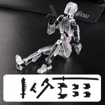 Titan 13 Action Figure, T13 Action Figure Robot, Stikbot Toys with Weapon Accessories, 3D Printed Action Figures Toys, Multi-jointed Movable Stick Bots Articulated Robot Dummy (Black)