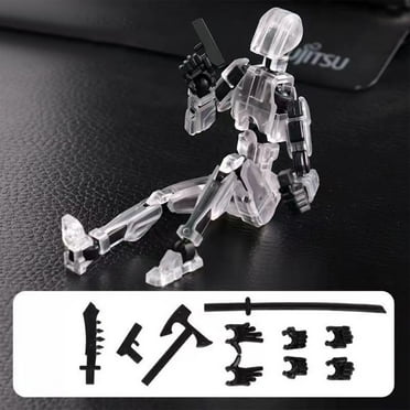 Titan 13 Action Figure, T13 Action Figure Robot, Stikbot Toys with Weapon Accessories, 3D Printed Action Figures Toys, Multi-jointed Movable Stick Bots Articulated Robot Dummy (Black)