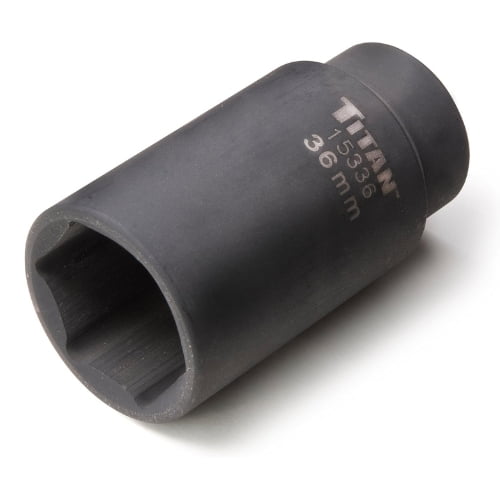 Titan 15336 36mm Axle Nut Socket, 1/2" Drive, Impact Grade, 6-Point