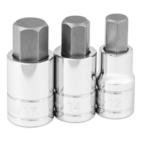 Titan 16163 3-Piece 1/2-Inch Drive Metric Large Hex Bit Socket Set