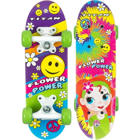 Titan 17 In. Flower Power Princess Girls' Complete Skateboard, Multi-Color