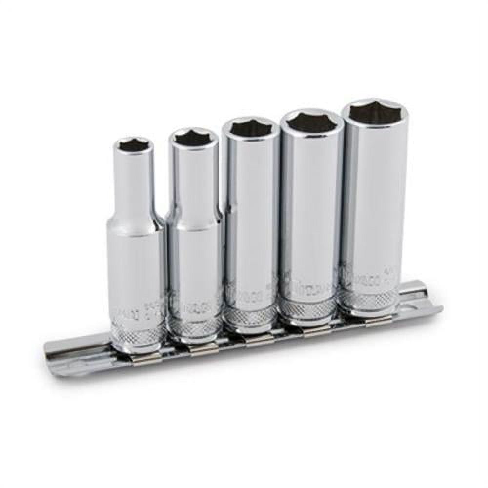 Titan 33051 3/8 Drive Sae Deep Socket Set, 5 Pieces with rail
