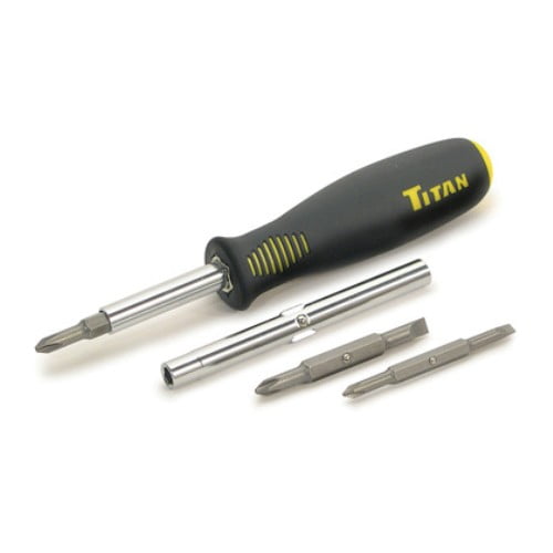 Titan 11010 Getta-Grip 6-in-1 Screwdriver, Chrome Vanadium Bits Soft Grip Handle