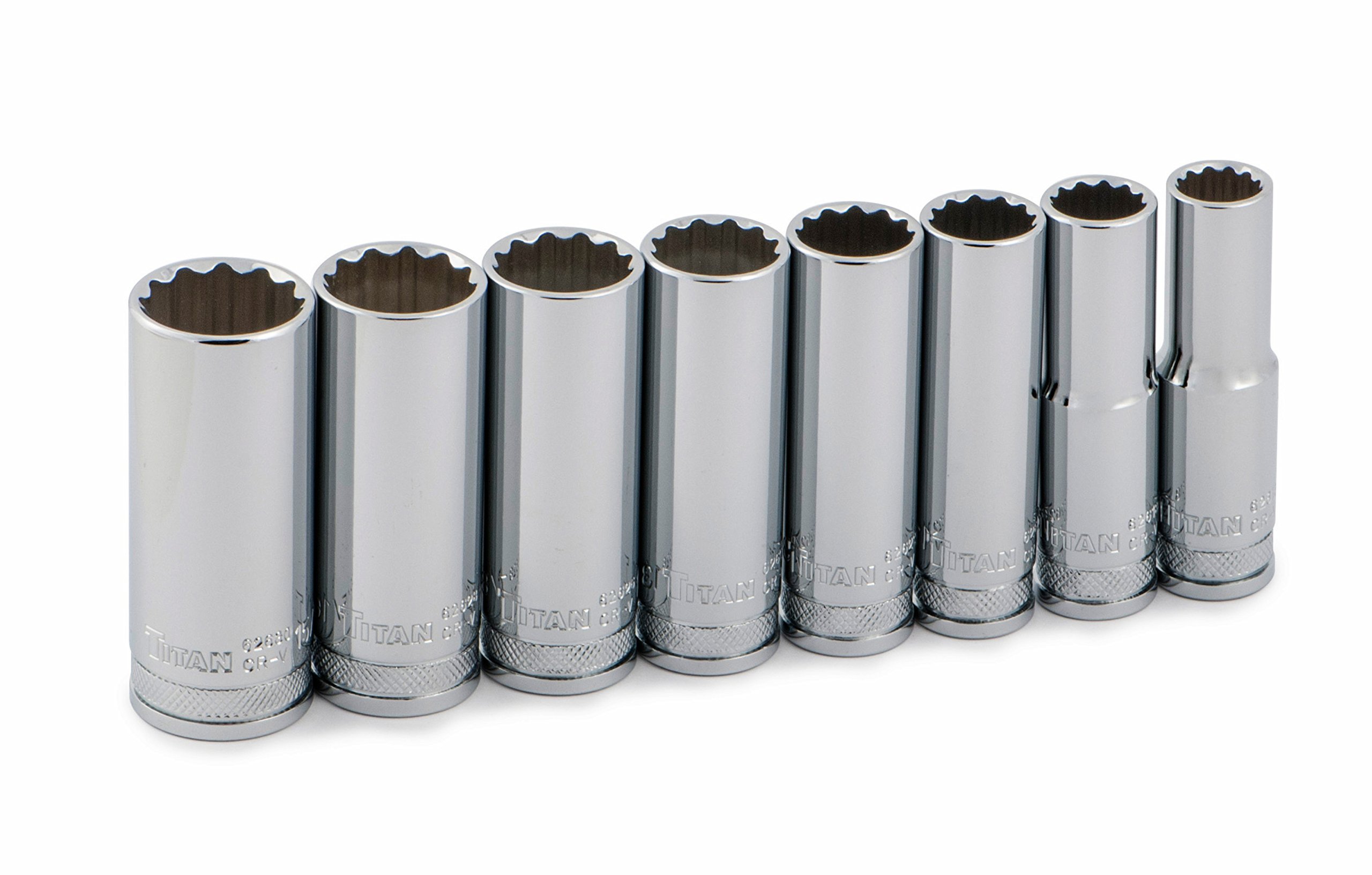 Titan 62600 8pc. 1/2in Dr SAE 12pt Socket Set - Walmart.com