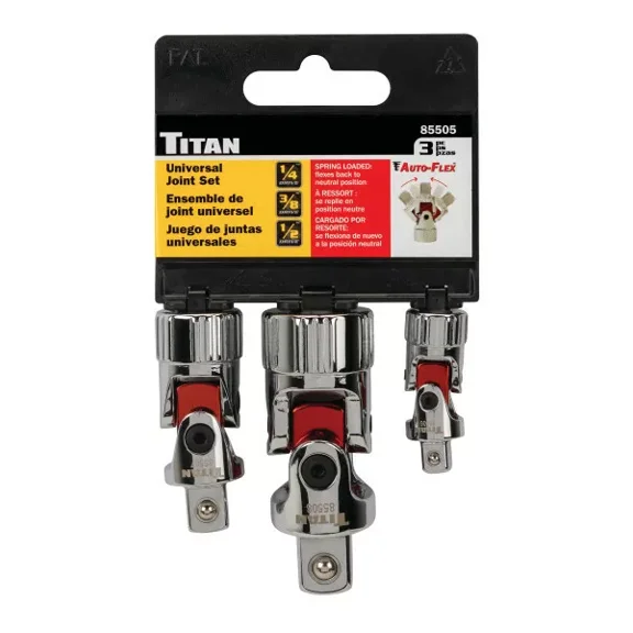 Titan 85505 3pc Spring Loaded Universal Joint Standard Socket Set