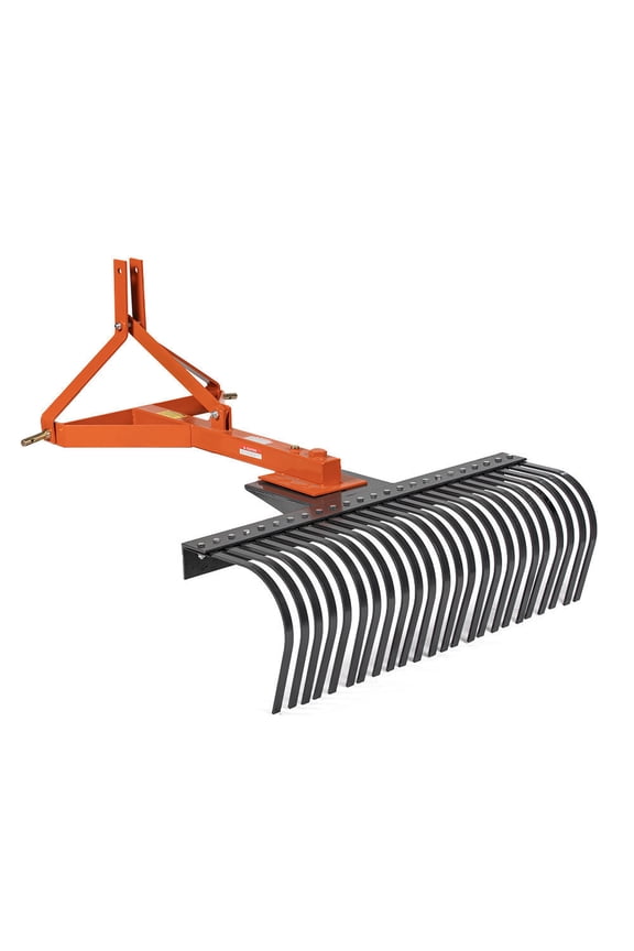 3 Point 4 FT Landscape Rake for Compact Tractors, Fits Category 1 Hookup, Tow-Behind Garden Tool, Landscaper, and Grass Comb