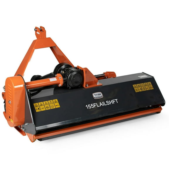 Titan Attachments 3 Point 60in Flail Mower with 16in Hydraulic Side Shift, 40-50 HP Mowing Attachment for Category 1 Tractors and Loaders