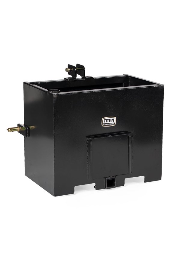 3 Point Black Ballast Box Fits Category 2 Tractor Attachment, 1100lb Capacity, 2" Trailer Hitch Receiver, Counterbalance Tractor Front Axel