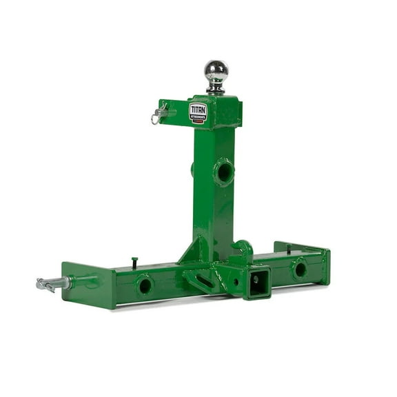 Titan Attachments 3 Point Gooseneck Tractor Trailer Hitch - Fits Category 1 Tractors, Green Finish, 2" Receiver Hitch, 2" Gooseneck Ball