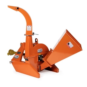 Titan Attachments 3 Point PTO Driven 4"x10" Wood Chipper Shredder Mulcher, Up to 40HP, 25" Rotor, Easy to Mount, Adjustable Exit Chute, Accepts Entire Trees