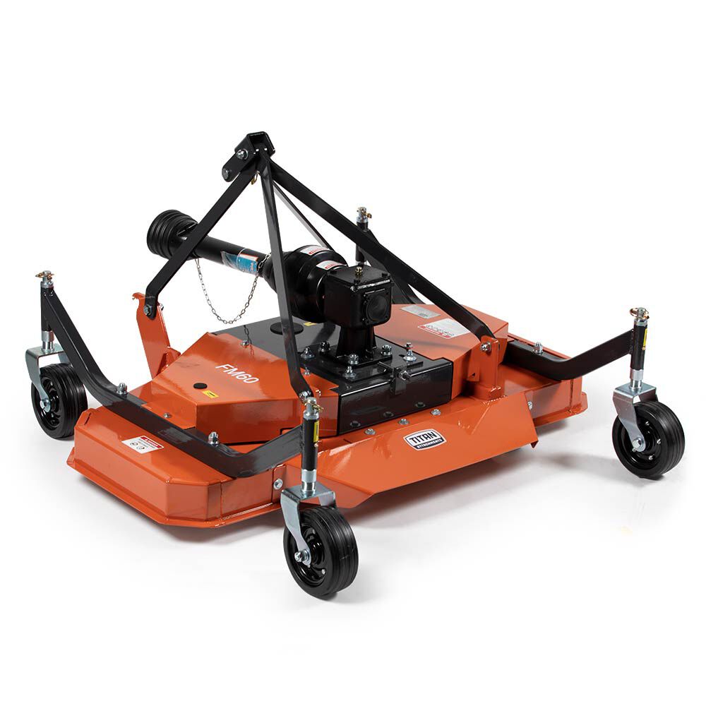 Titan Attachments 3 Point PTO Finish Mower, 60" Cutting Width, Category 1 Hitch, Rear Discharge, Requires 25-40 HP Tractor, Low-Noise Cast Iron Gearbox, Landscaping, Mowing - image 1 of 6