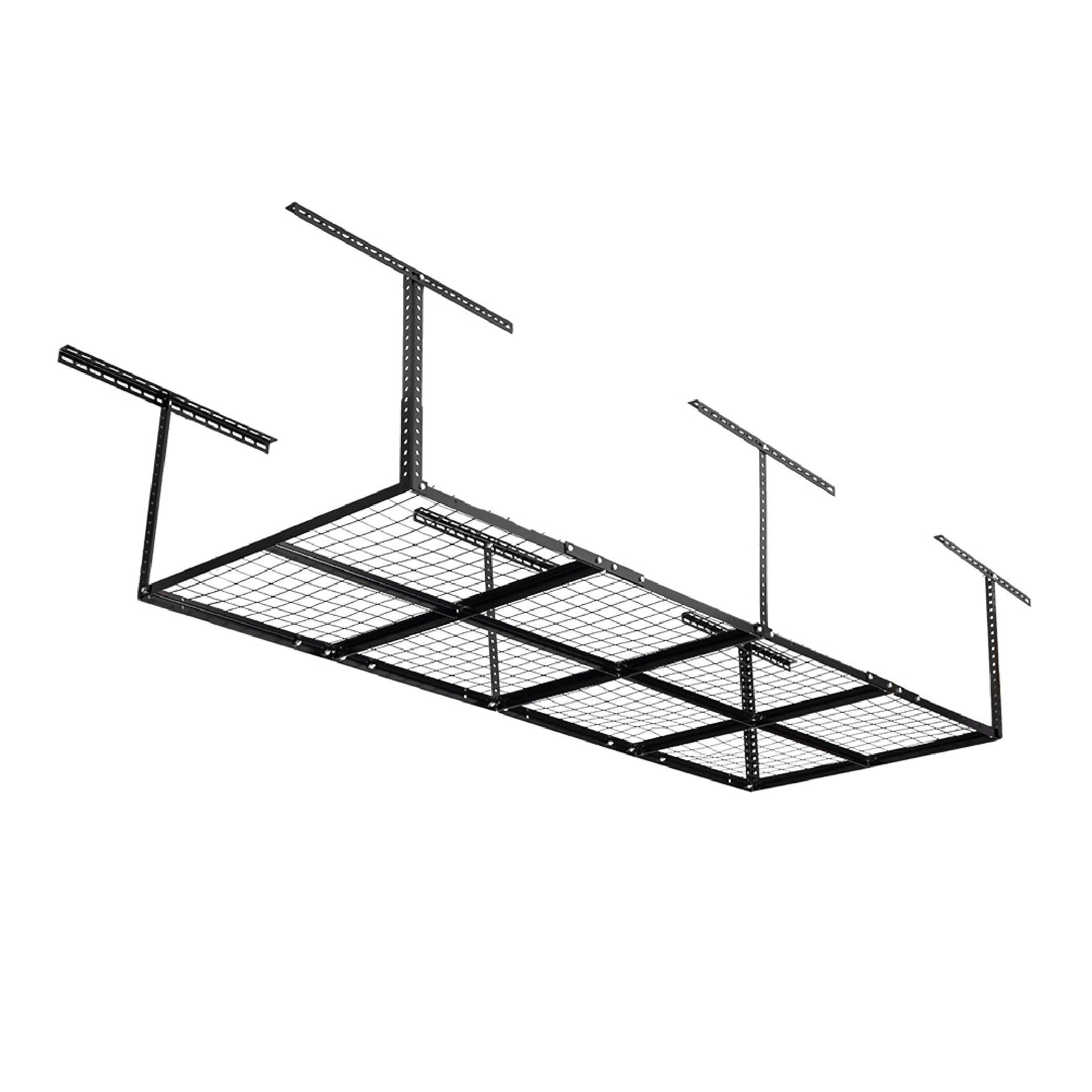Titan Attachments 4' x 8' Overhead Garage Storage Rack, 20" to 41" Adjustable Height, Ceiling Mount Organization System, Metal Wire Grid with 500 LB Loading Capacity, Storage for Bikes Equipment Bins