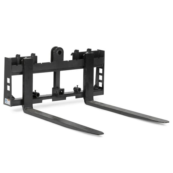 Titan Attachments 45" Skid Steer Pallet Fork Frame Attachment, 60" Fork Blades, Rate 4,000 LB, Quick Tach Tractor, 2" Receiver Hitch