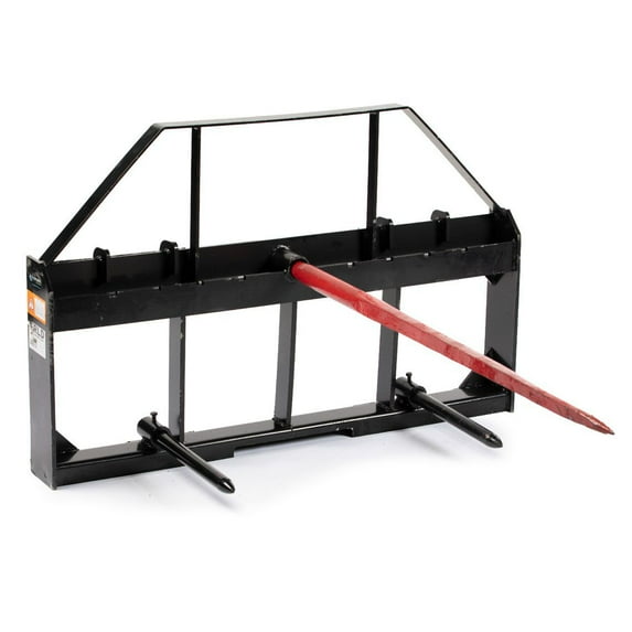 Titan Attachments 48" Skid Steer Pallet Fork Frame with 49" Hay Spears and Stabilizers, Rate 4,000 LB, Quick Tach Tractor