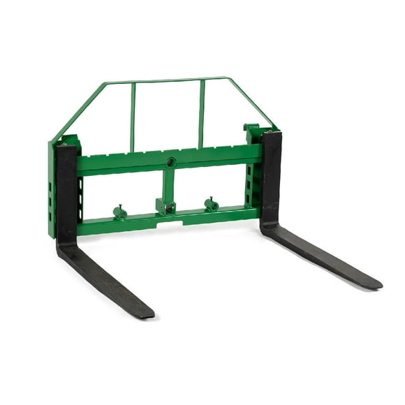 Titan Attachments 50-in Pallet Fork Frame Attachment, 4,000 LB Capacity, Receiver Hitch and 42-in Fork Blades, Fits JD Loaders