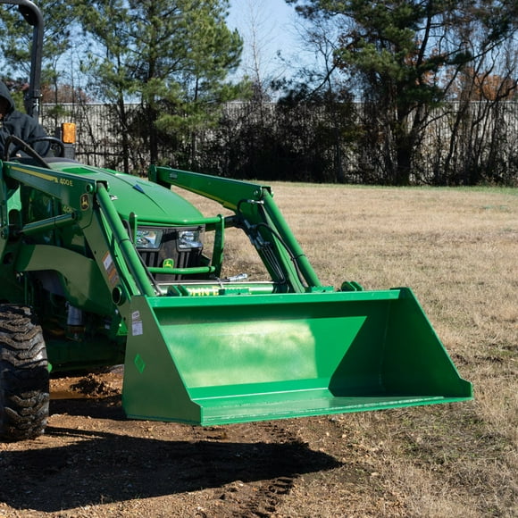 Titan Attachments 5FT Dirt Bucket Attachment Fits John Deere Hook And Pin Tractors, Low Profile Bucket For Dirt, Debris, Material Loading with Reinforced Gussets
