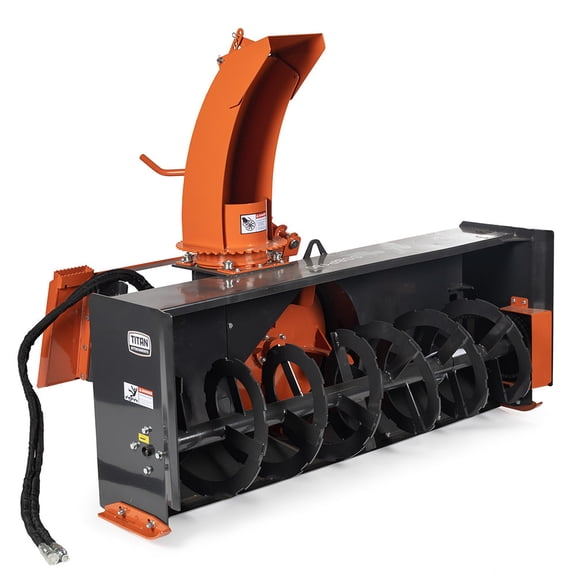 Titan Attachments 6 FT Skid Steer Snow Blower, Quick Tach, 360° Directional Snow Chute