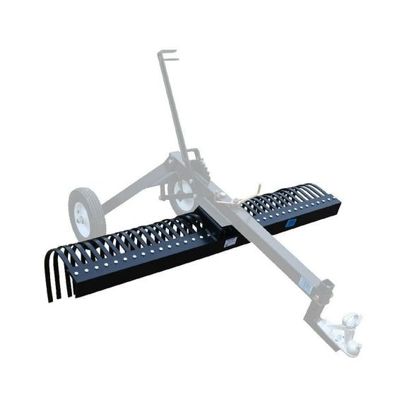 Titan Attachments 6' Landscape Rake Add-On Transformer Tow Frame, Bolt-On Rake has 36 Heat Treated Tines, Gardening Tool, Landscaper, and Grass Comb