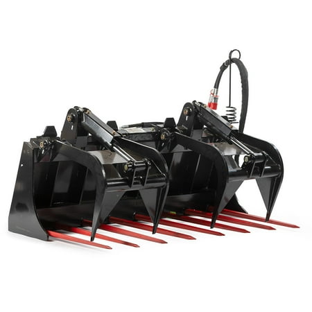 Titan Attachments 60" Hay Bale Spear and Silage Grapple Rake for Skid Steers