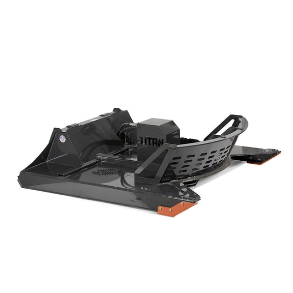 Titan Attachments 60" USA Made Rotary Skid Steer Brush Cutter Attachment, Eaton Direct Drive Hydraulic Motor Mid-Flow 18-25 GPM, AR500 Replaceable Steel Blades, Mulching Teeth, Push Bar
