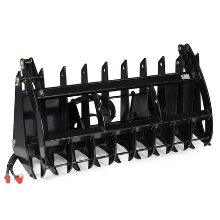 Titan Attachments 60in Clamshell Root Grapple Rake, Universal Skid Steer Mounting, Twin 3,000 PSI Cylinders, Brush Debris Landscaping Grapple