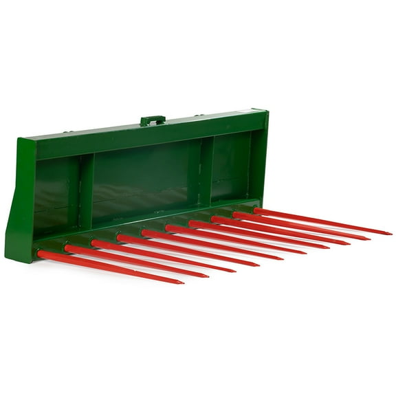 Titan Attachments 72" Hook and Pin Tine Fork Bucket with Ten 39" C1 Hay Spears