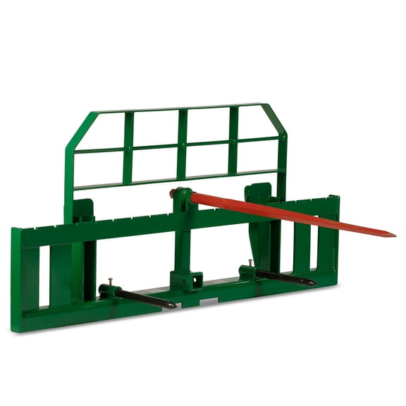 Titan Attachments 72" Pro Series Extra Wide Hay Frame, 43" Conus 2 Hay Spear and Stabilizer Spears, Hook and Pin Mounting