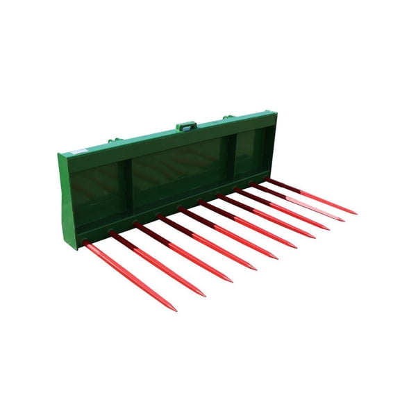 Titan Attachments 72" Hook and Pin Tine Fork Bucket with Ten 32" C1 Hay Spears