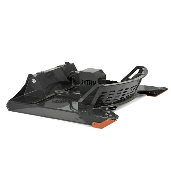 Titan Attachments 72" USA Made Rotary Skid Steer Brush Cutter Attachment, Eaton Direct Drive Hydraulic Motor Mid-Flow 22-30 GPM, AR500 Replaceable Steel Blades, Mulching Teeth, Push Bar