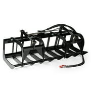 Titan Attachments 72in Economy Skid Steer Root Grapple Bucket Attachment, 3/8in Thick Steel Frame, Quick Tach Mounting System