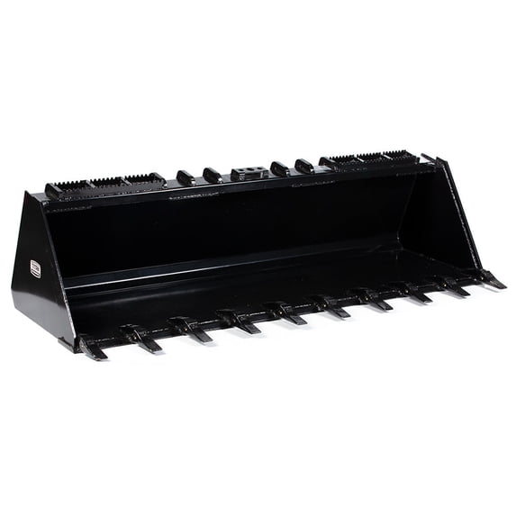 Titan Attachments 84" HD Skid Steer Dirt Bucket with Bolt-On Teeth, Rated 3,200 LB, Universal Quick Tach