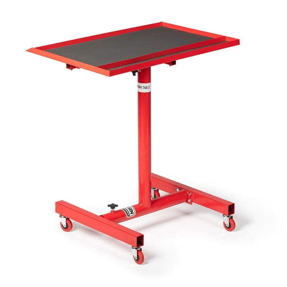 Titan Attachments Adjustable Rolling Workshop Table, 200 LB Capacity, Red, Mobile Workstation