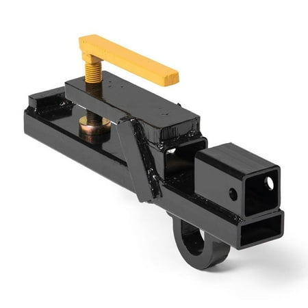 Titan Attachments Clamp-On Tractor Bucket Hitch Receiver Adapter with Chain Hook Lifting Carrying Ring, 2" Receiver Fit, 1100 LB Towing Capacity, Compatible with 2" Front Bucket Lips