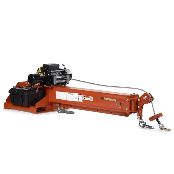 Titan Attachments Fork-Mounted Adjustable Hoist Jib Boom Crane with Electric Winch